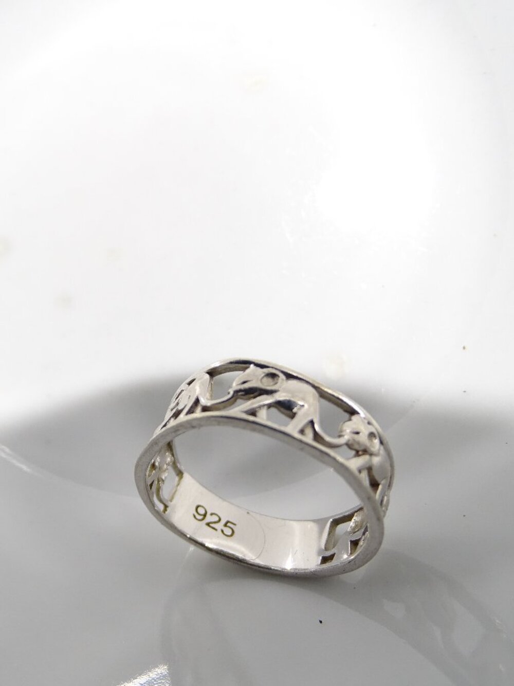 925 Sterling Silver Elephant Ring Band Marching Elephants Animal Boho